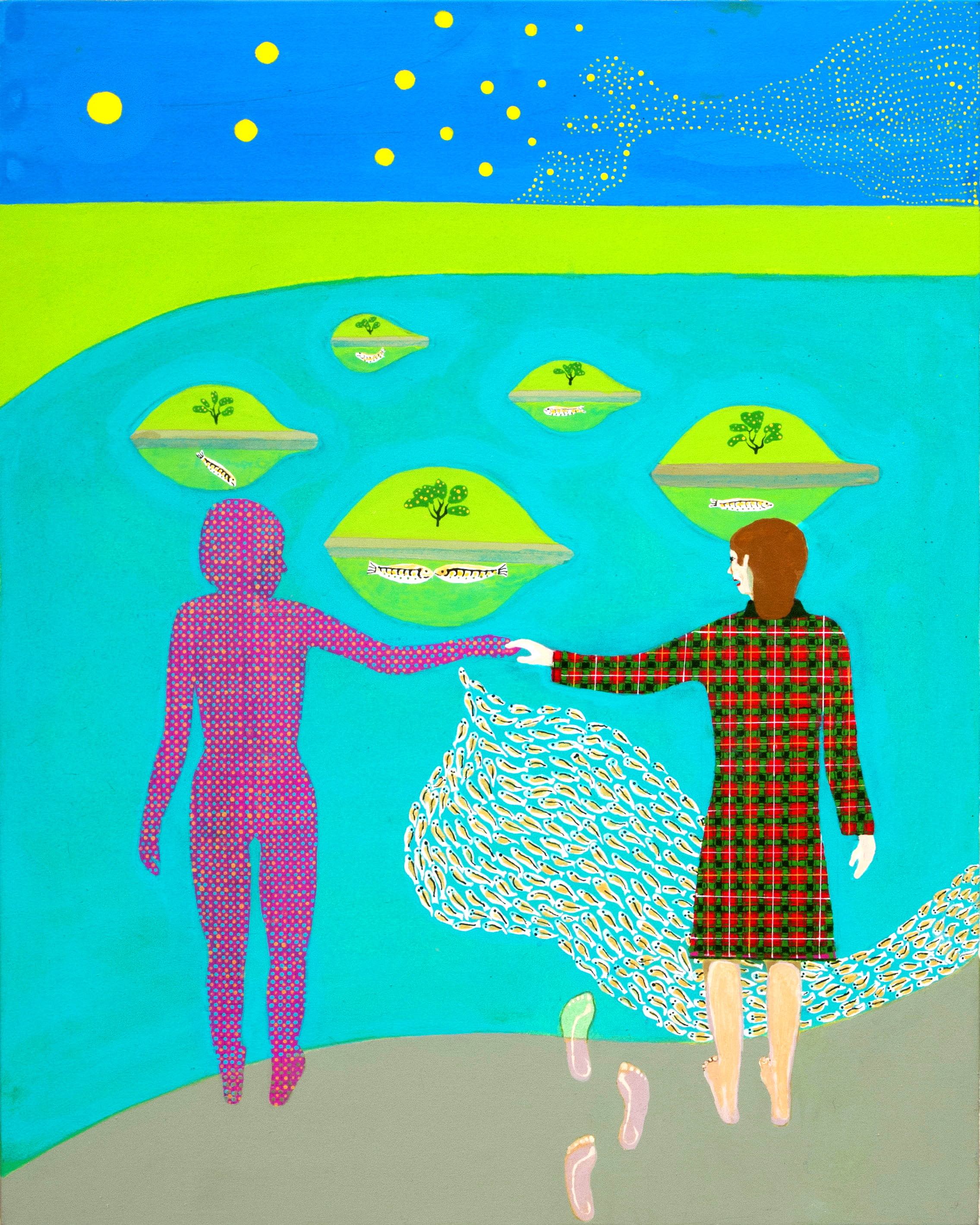 A painting by the artist James Foort called: The Queen and Angus