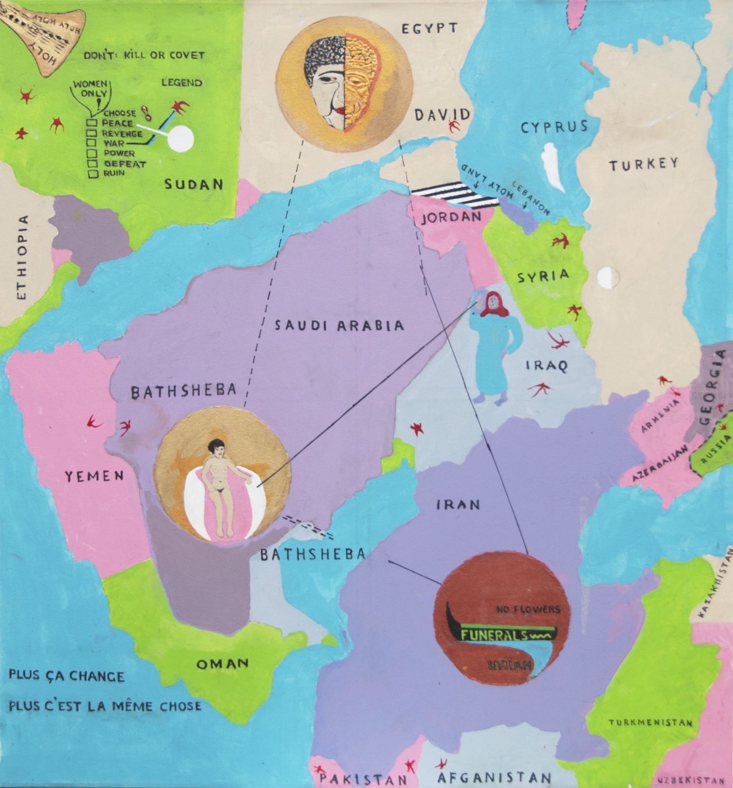 A painting by the artist James Foort called: Plus ça Change Plus C'est la Même Chose